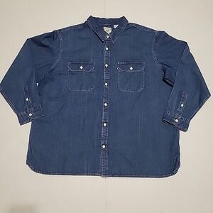 Levi's Strauss Relaxed Fit Denim Shirt Mens XXL Button Up Long Sleeve Blue